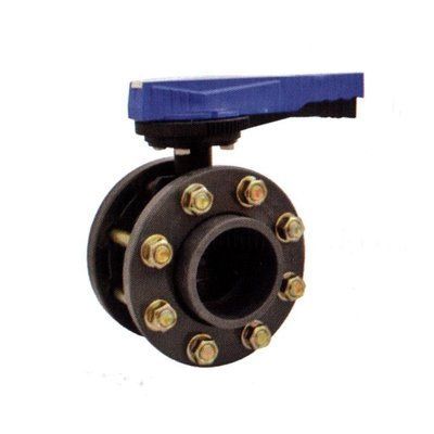 Поворотний дисковий клапан із фланцями, ручне керування, PVC/PVC/EPDM DN180 (d.200 mm) Pimtas
