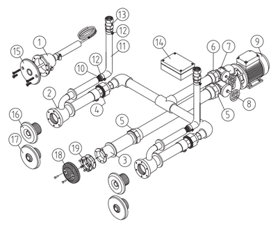 Standard 2 форсунки стандартний комплект (для плитки) насос 0,5 кВт, WS, А5