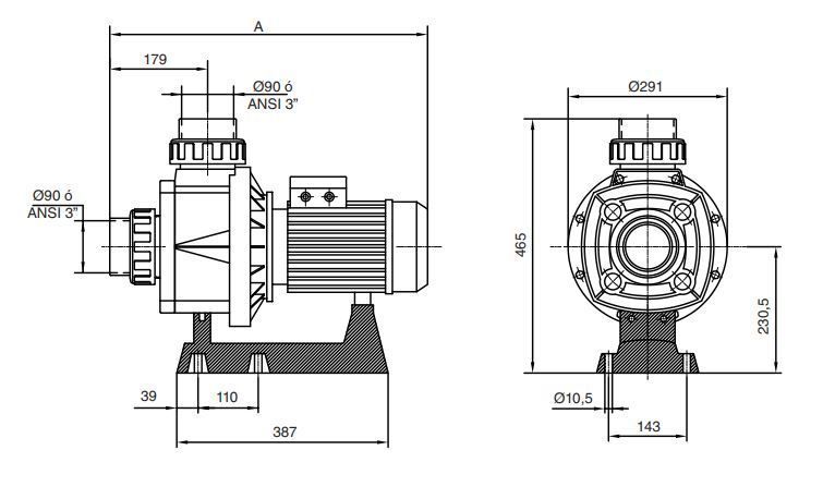 Насос KA 450T, 4,3 кВт, 67 м3/год (при 10 м), 90 мм